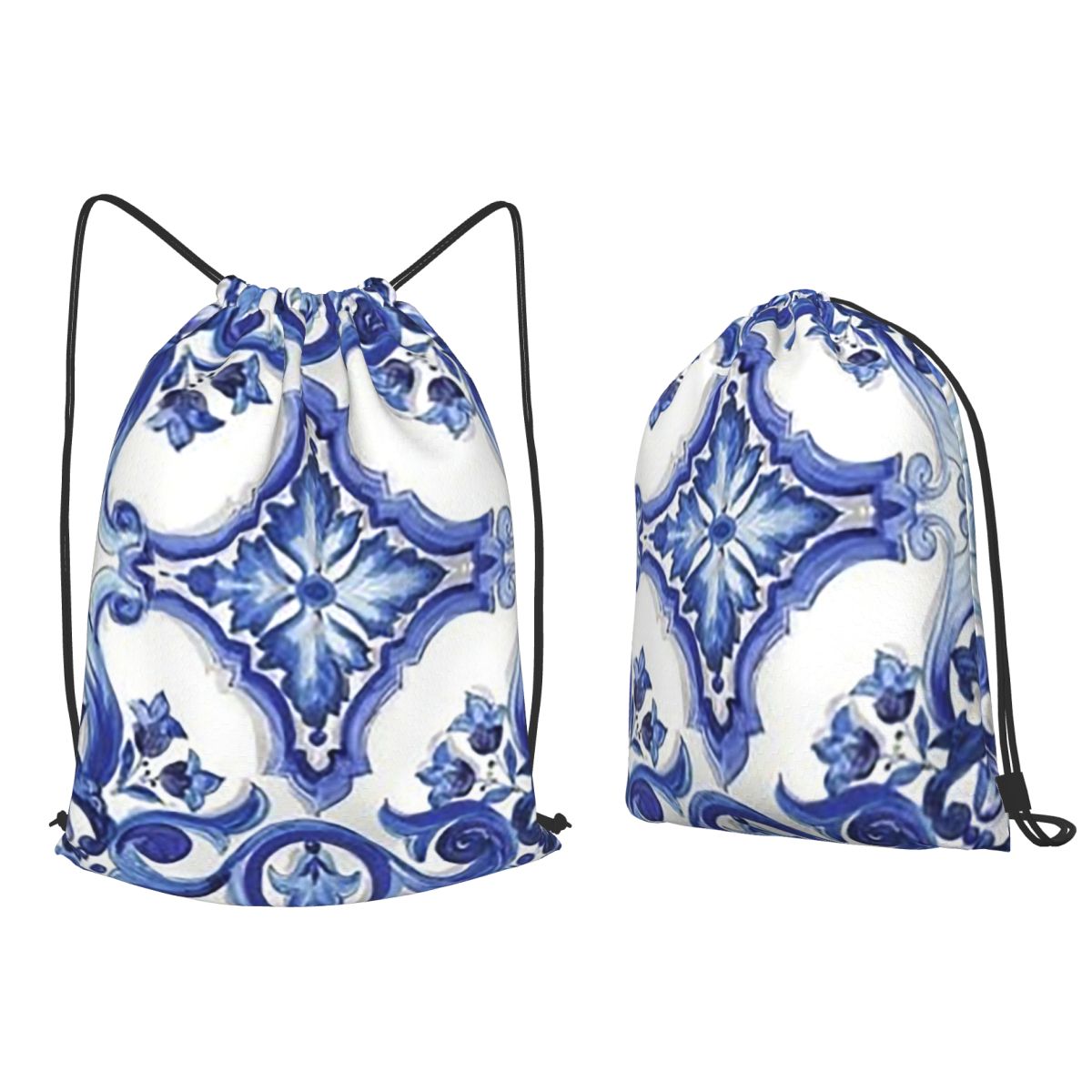 Mavi Süslü Çiçekli Akdeniz Sic - Tile Bag Drawstring incelemesi ve fiyatı