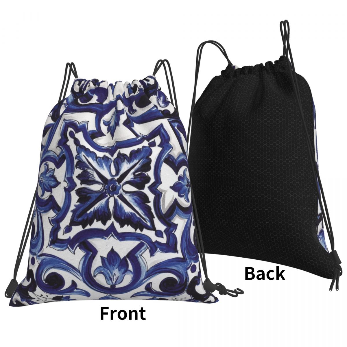 Mavi Süslü Çiçekli Akdeniz Sic - Tile Bag Drawstring incelemesi ve fiyatı