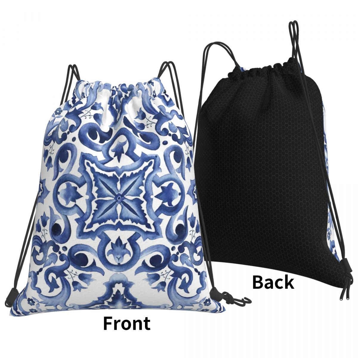 Mavi Süslü Çiçekli Akdeniz Sic - Tile Bag Drawstring incelemesi ve fiyatı