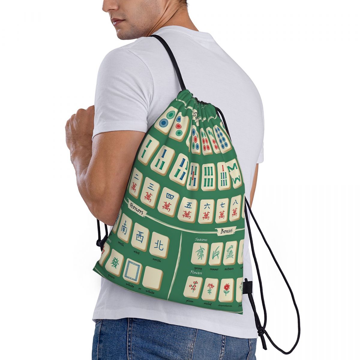Mahjong Karo Desenli Sırt Çant - Tile Bag Drawstring incelemesi ve fiyatı