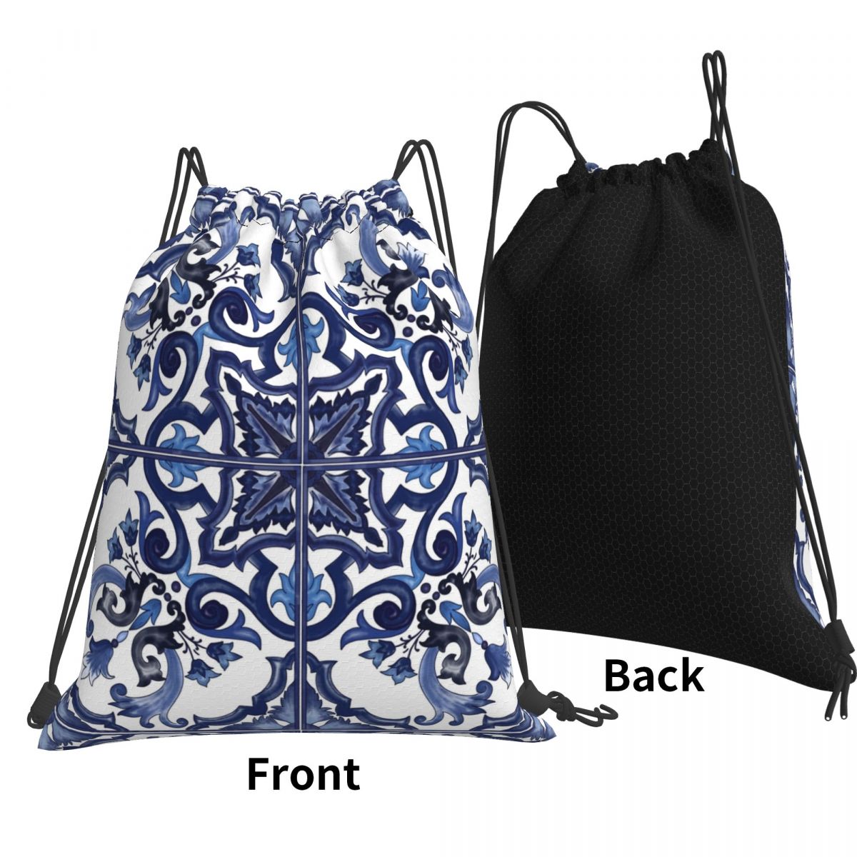 Mavi Süslü Çiçekli Akdeniz Sic - Tile Bag Drawstring incelemesi ve fiyatı